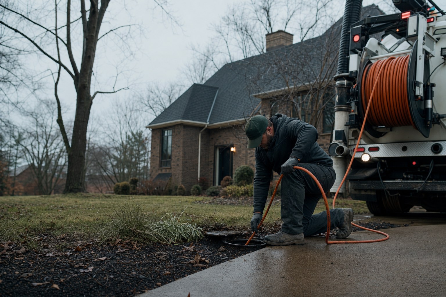 Illustrative outdoor drain cleaning service